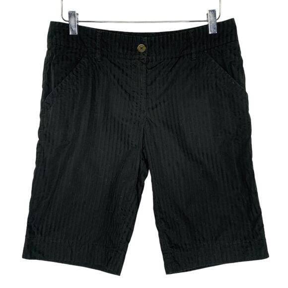 Burberry 8 Womens Washed Black Tailored Striped Cotton Shorts Bermuda - Picture 1 of 9